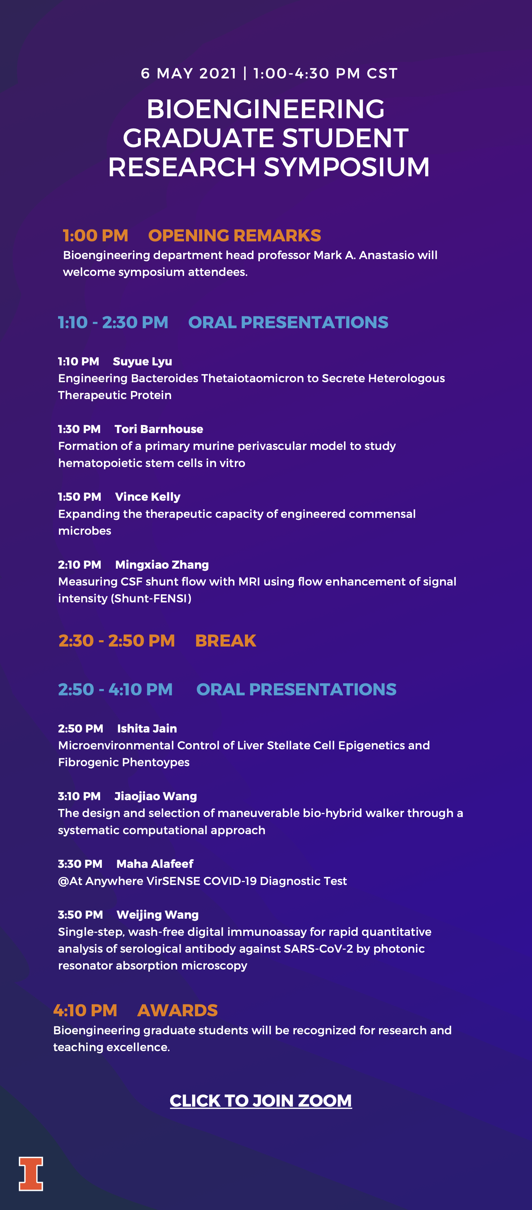 BIOE Symposium schedule
